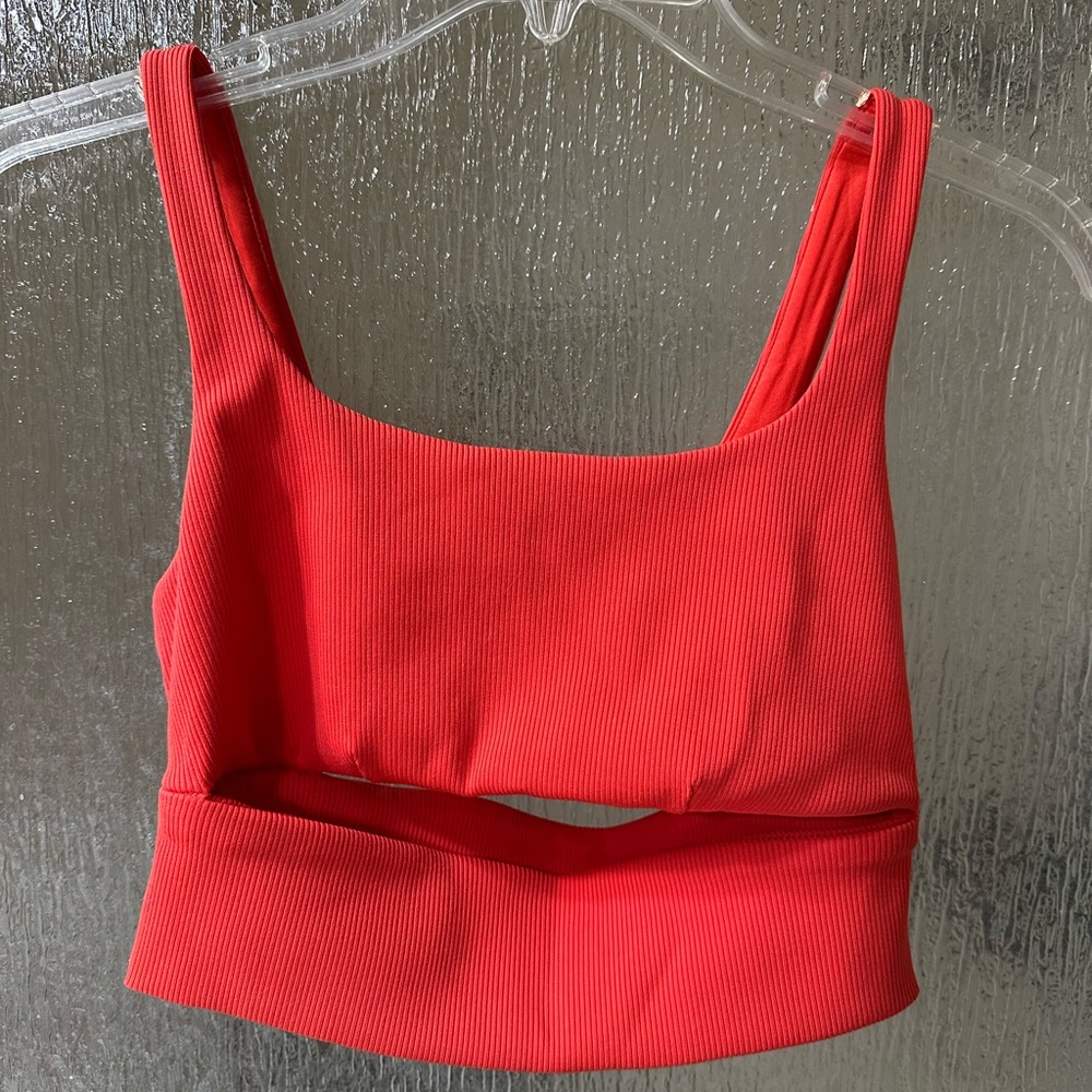 Orange Ribbed Crop Top